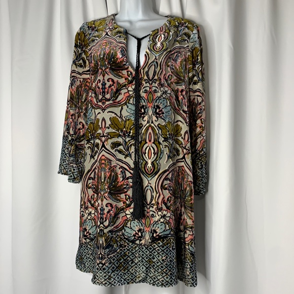 Anthropologie Dresses & Skirts - Lavender Brown Anthropologie Womens 3/4 Sleeve Velvet Floral Pink Blue Green XS